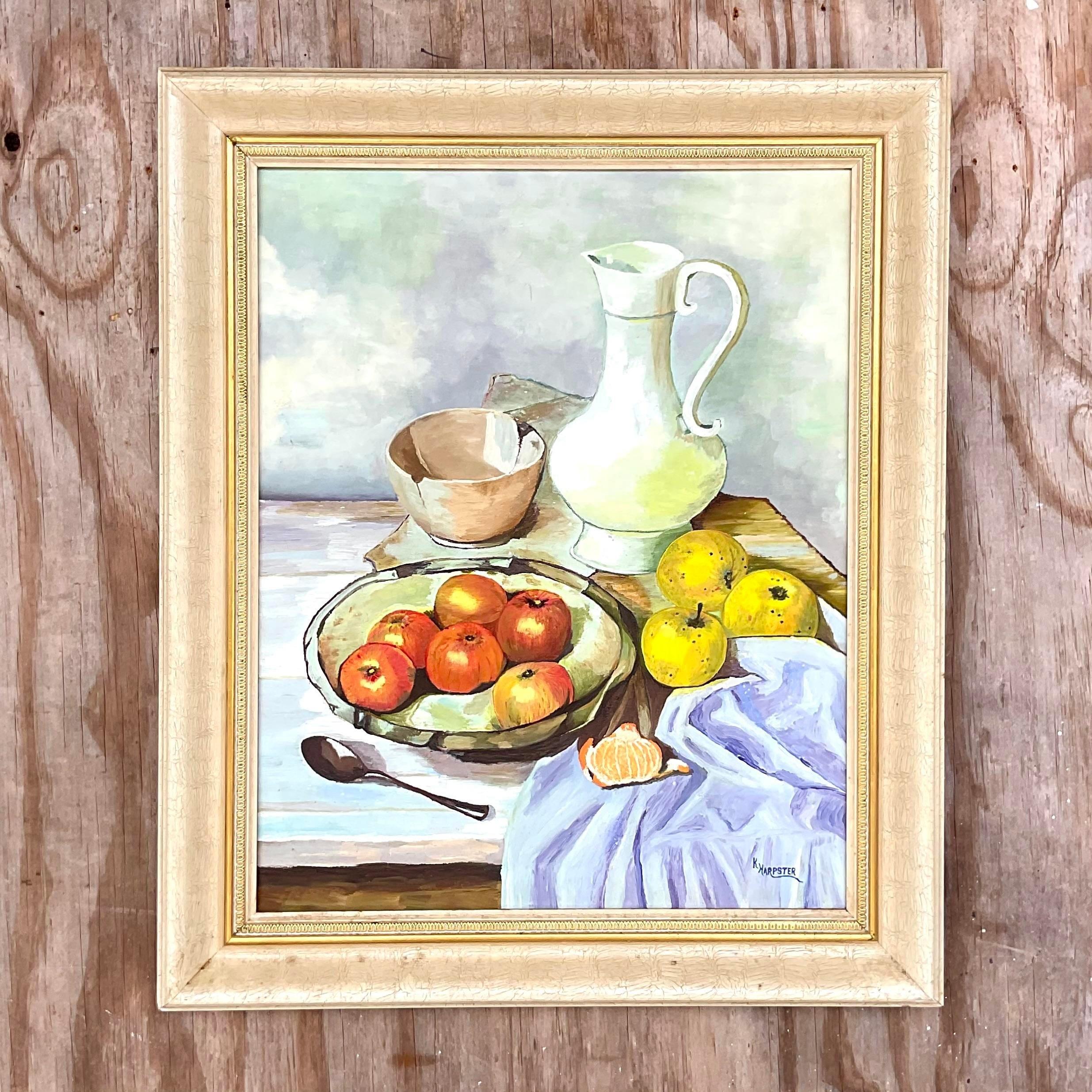20th Century Vintage Realist Still Life Signed Original Oil Painting For Sale