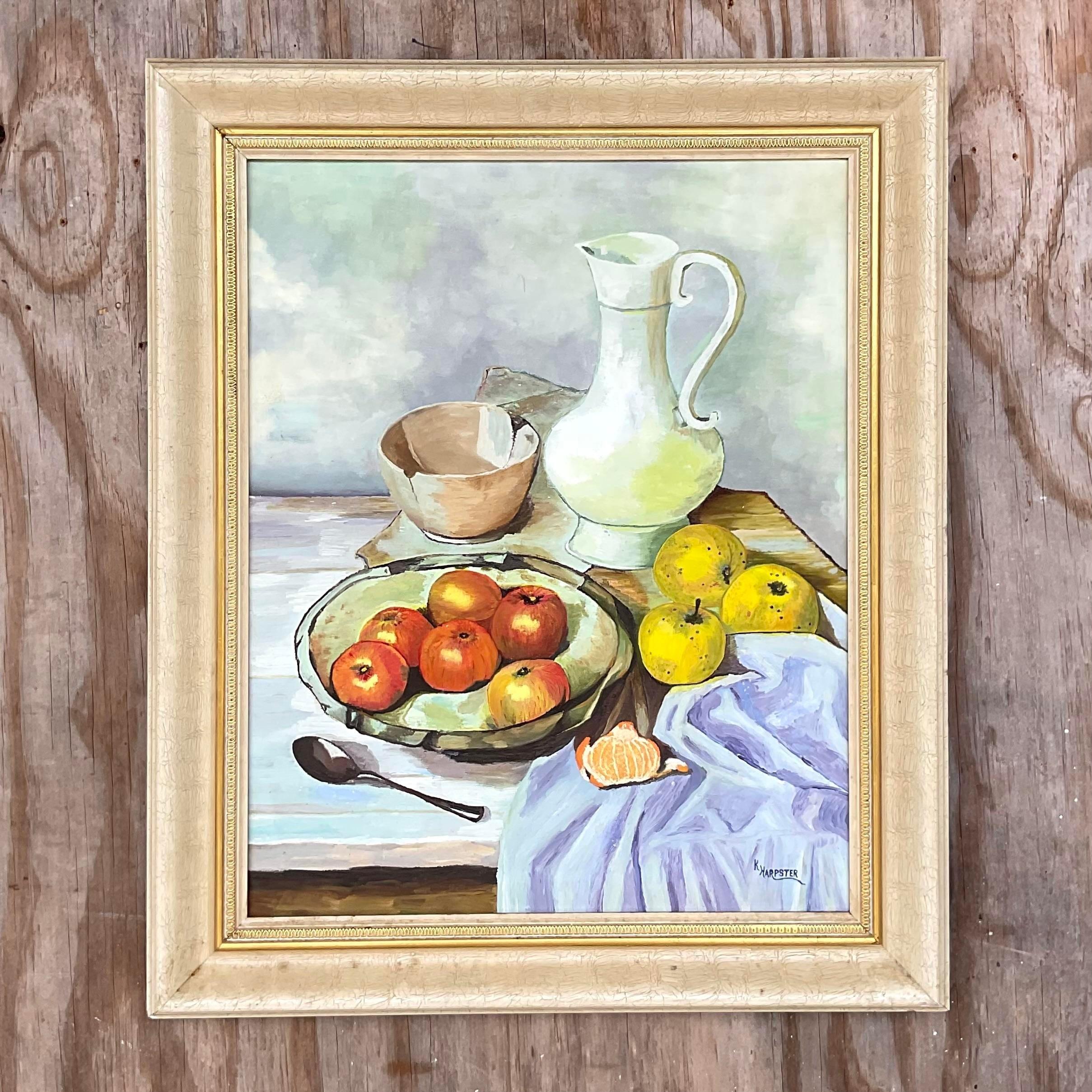 Canvas Vintage Realist Still Life Signed Original Oil Painting For Sale