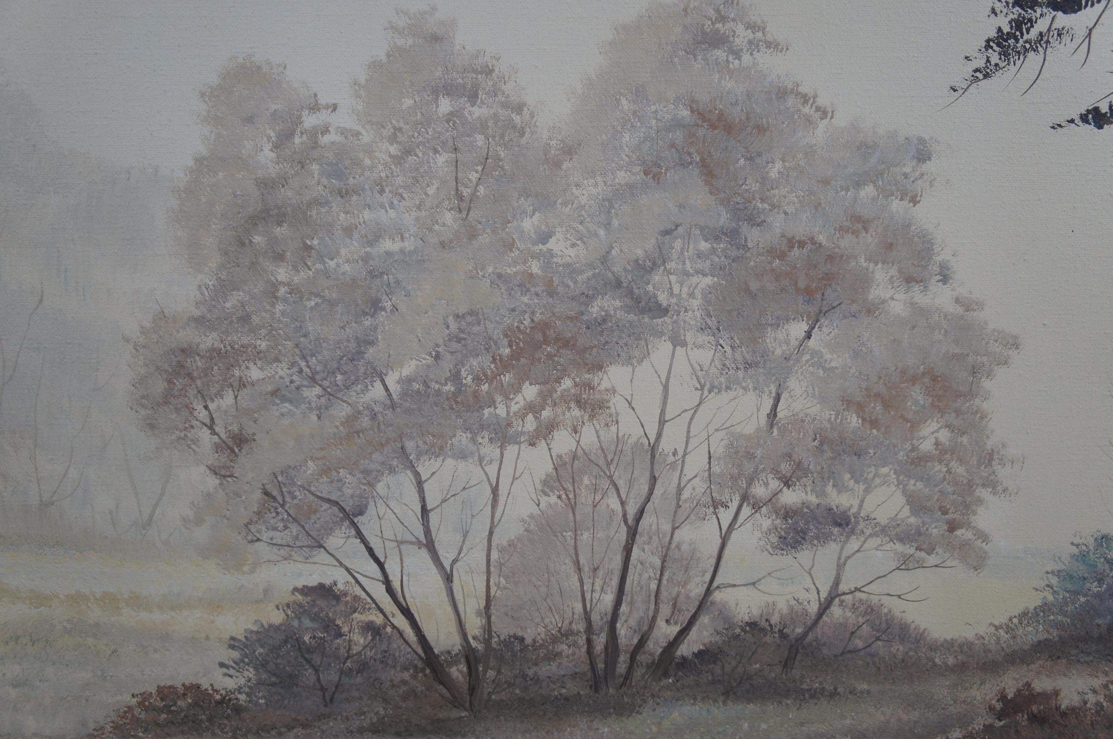 Vintage Realist Woodland Oil Landscape Painting Signed and Framed For Sale 2