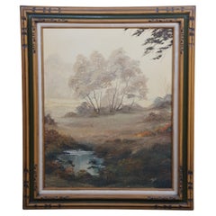 Vintage Realist Woodland Oil Landscape Painting Signed and Framed