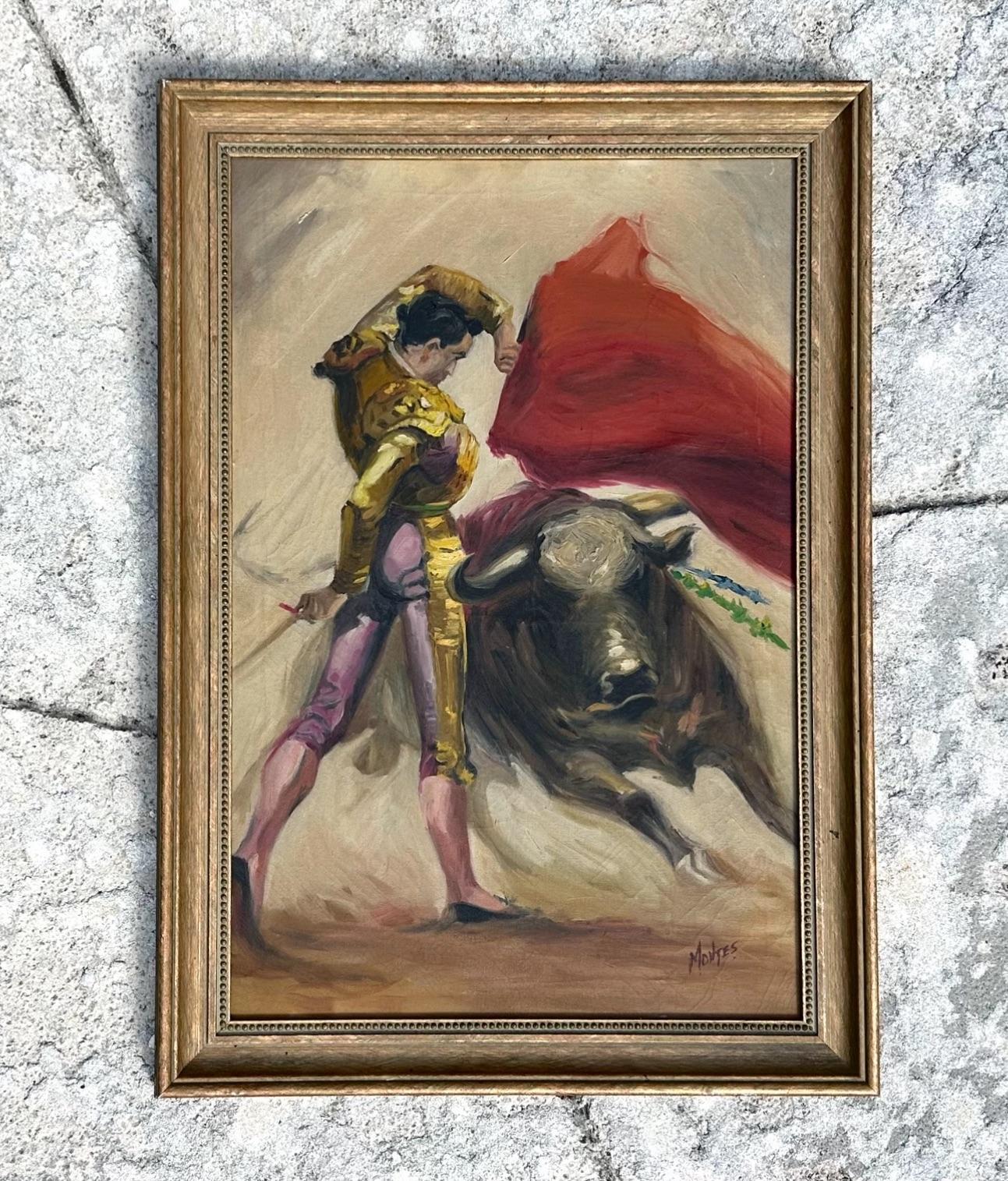 North American Vintage Realistic Matador Oil on Canvas