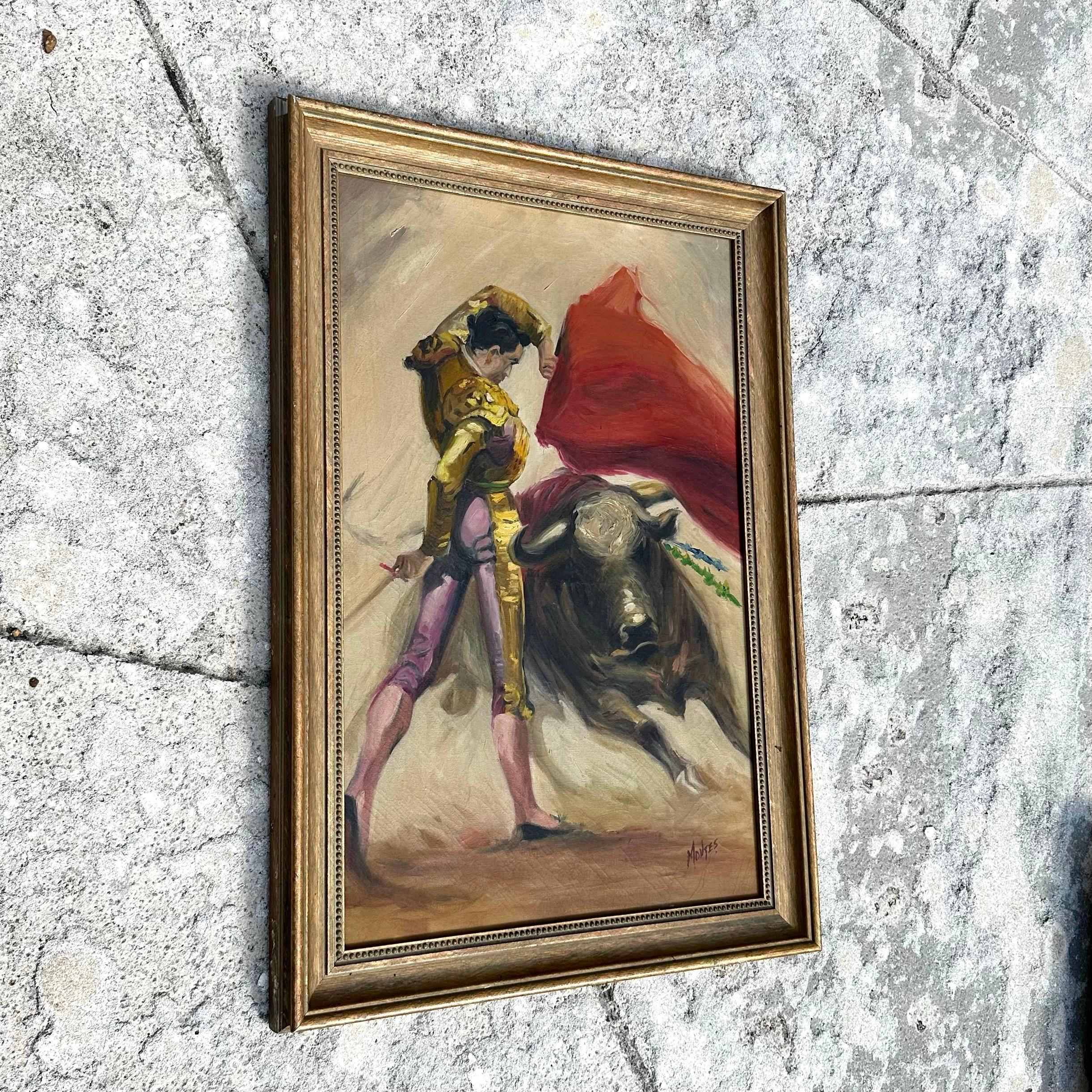 Vintage Realistic Matador Oil on Canvas 1