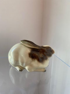Escultura Figural de Conejo de Porcelana Realista Vintage