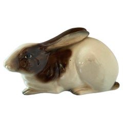 Vintage Realistic Porcelain Rabbit Figural Sculpture