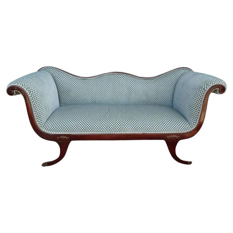 Vintage Recamier Sofa Upholstered in Clarence House Velvet For Sale