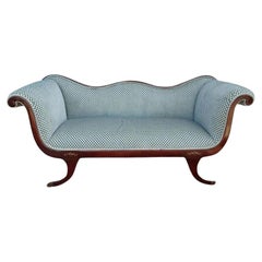 Vintage Recamier Sofa Upholstered in Clarence House Velvet