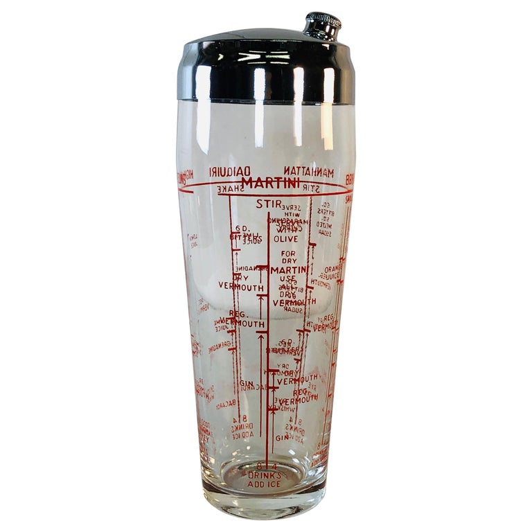 Vintage Recipe Glass Cocktail Shaker at 1stDibs