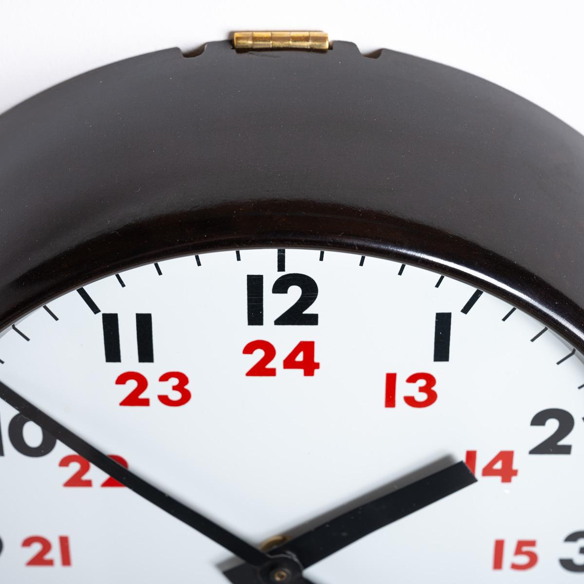 Mid-20th Century Vintage Reclaimed 24 Hour Bakelite Wall Clock By Chloride Gent