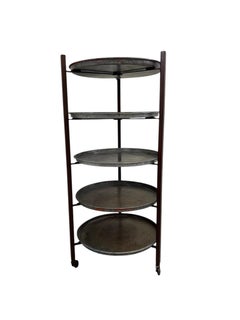Vintage Reclaimed Bakery Shelf Rack with Removable Metal Trays
