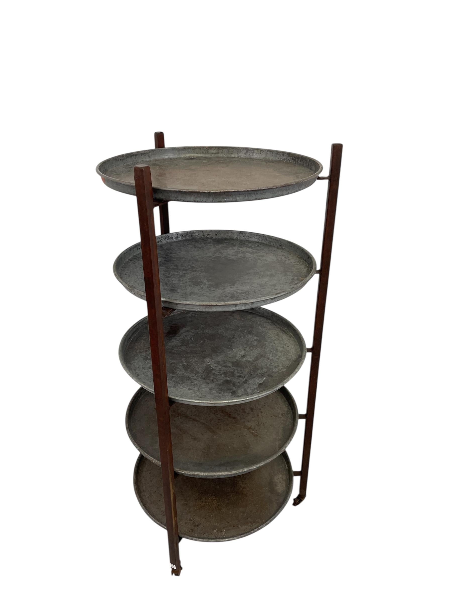 Vintage Reclaimed Bakery Shelf Rack with Removable Metal Trays In Good Condition For Sale In Seattle, WA