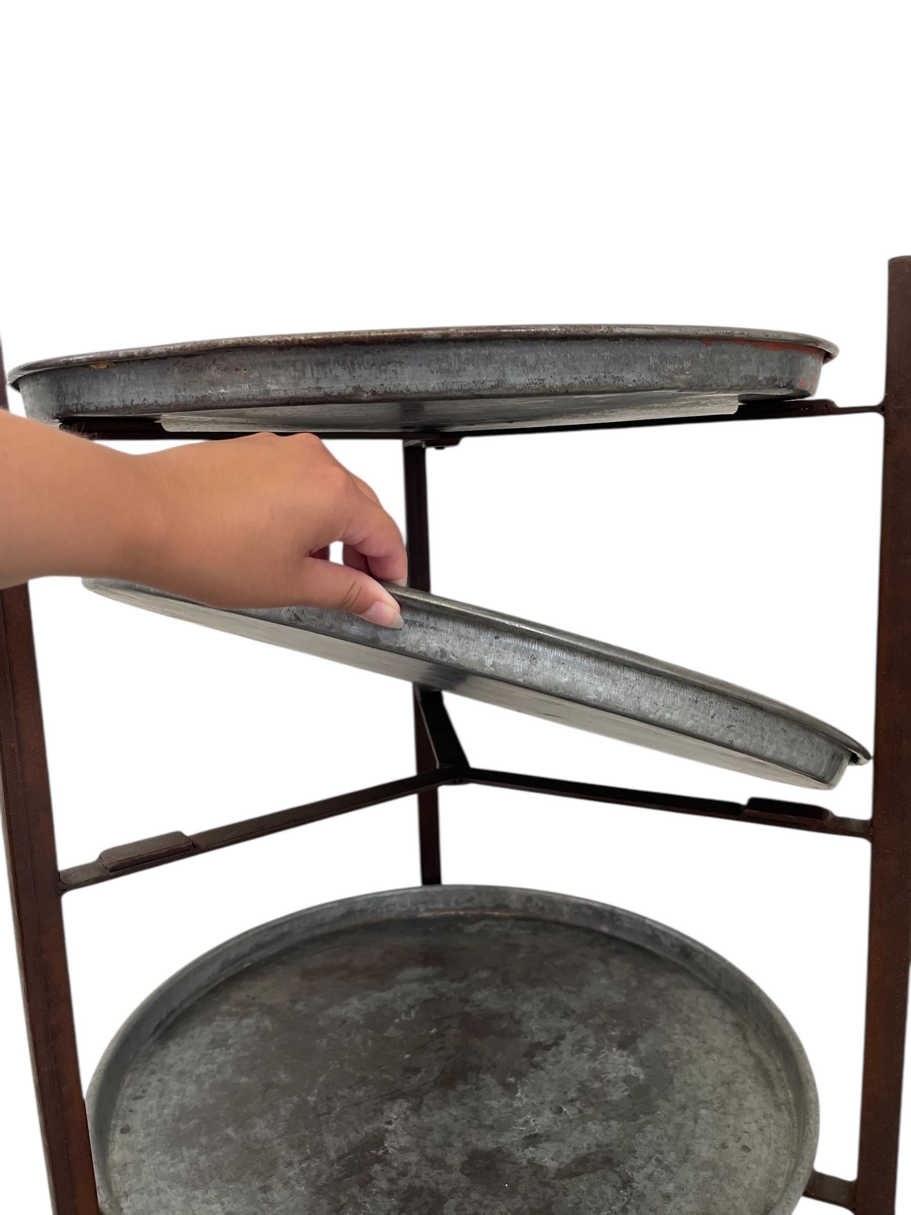 Late 20th Century Vintage Reclaimed Bakery Shelf Rack with Removable Metal Trays For Sale