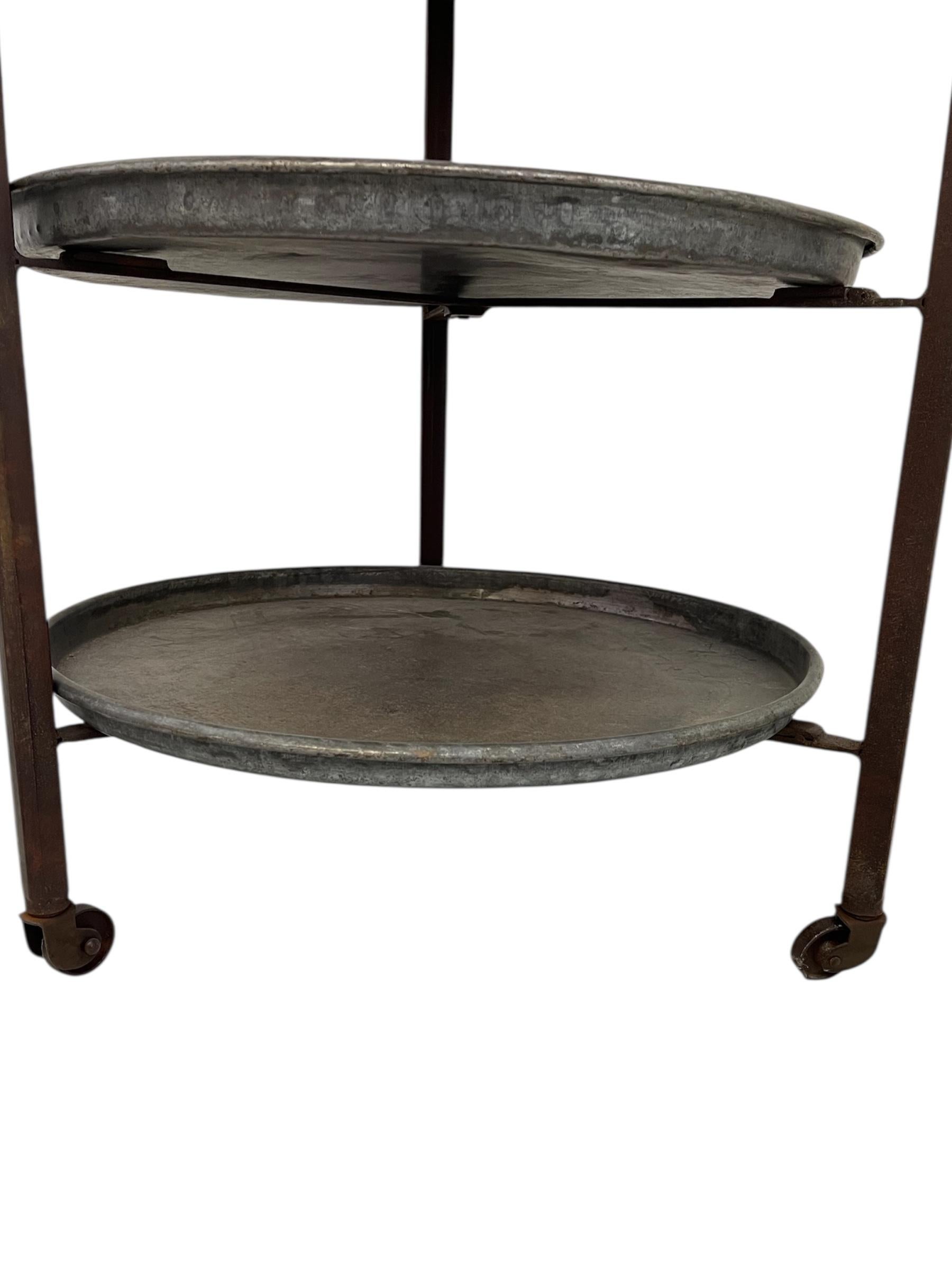 Vintage Reclaimed Bakery Shelf Rack with Removable Metal Trays For Sale 1