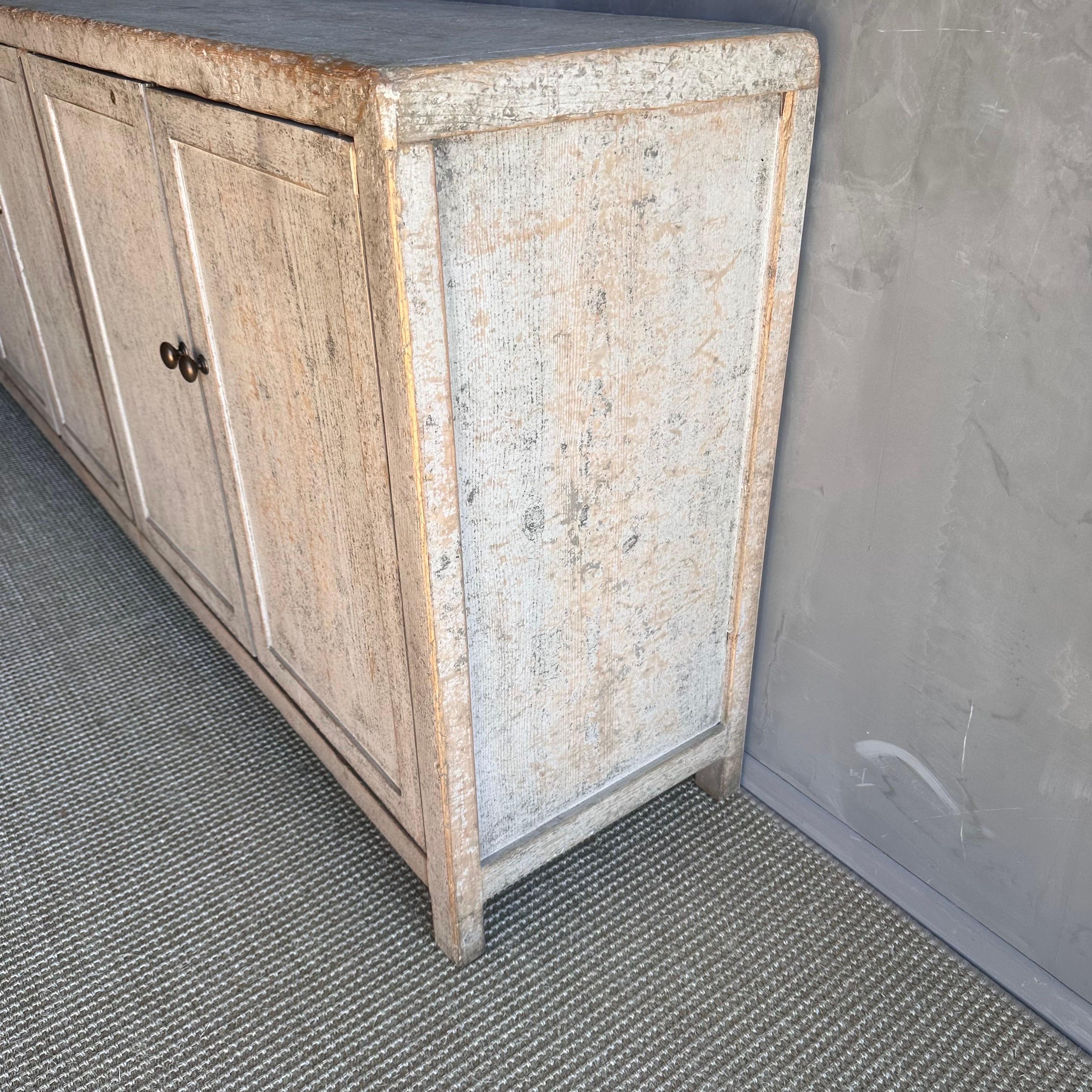 Vintage Reclaimed Cabinet in a Gray Natural Patina Painted Finish For Sale 7