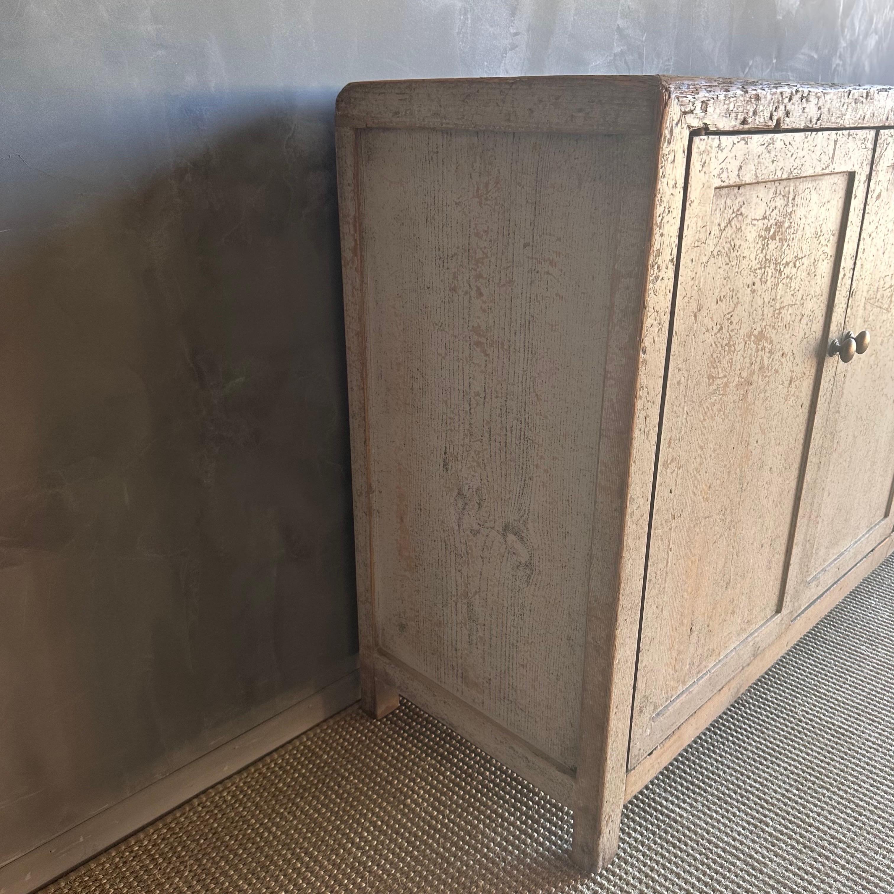 Vintage Reclaimed Cabinet in a Gray Natural Patina Painted Finish For Sale 8