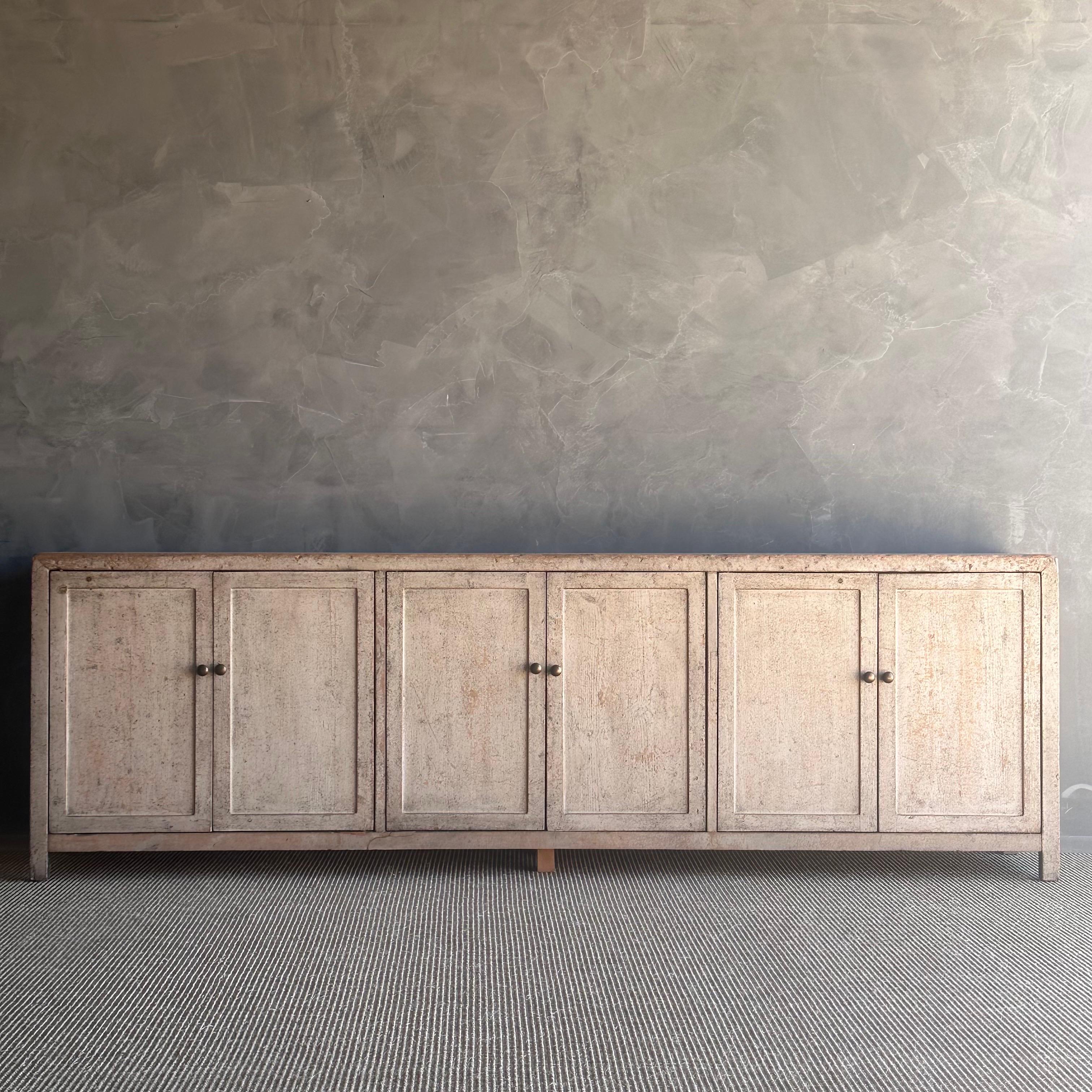 Vintage Reclaimed Cabinet in a Gray Natural Patina Painted Finish For Sale 10