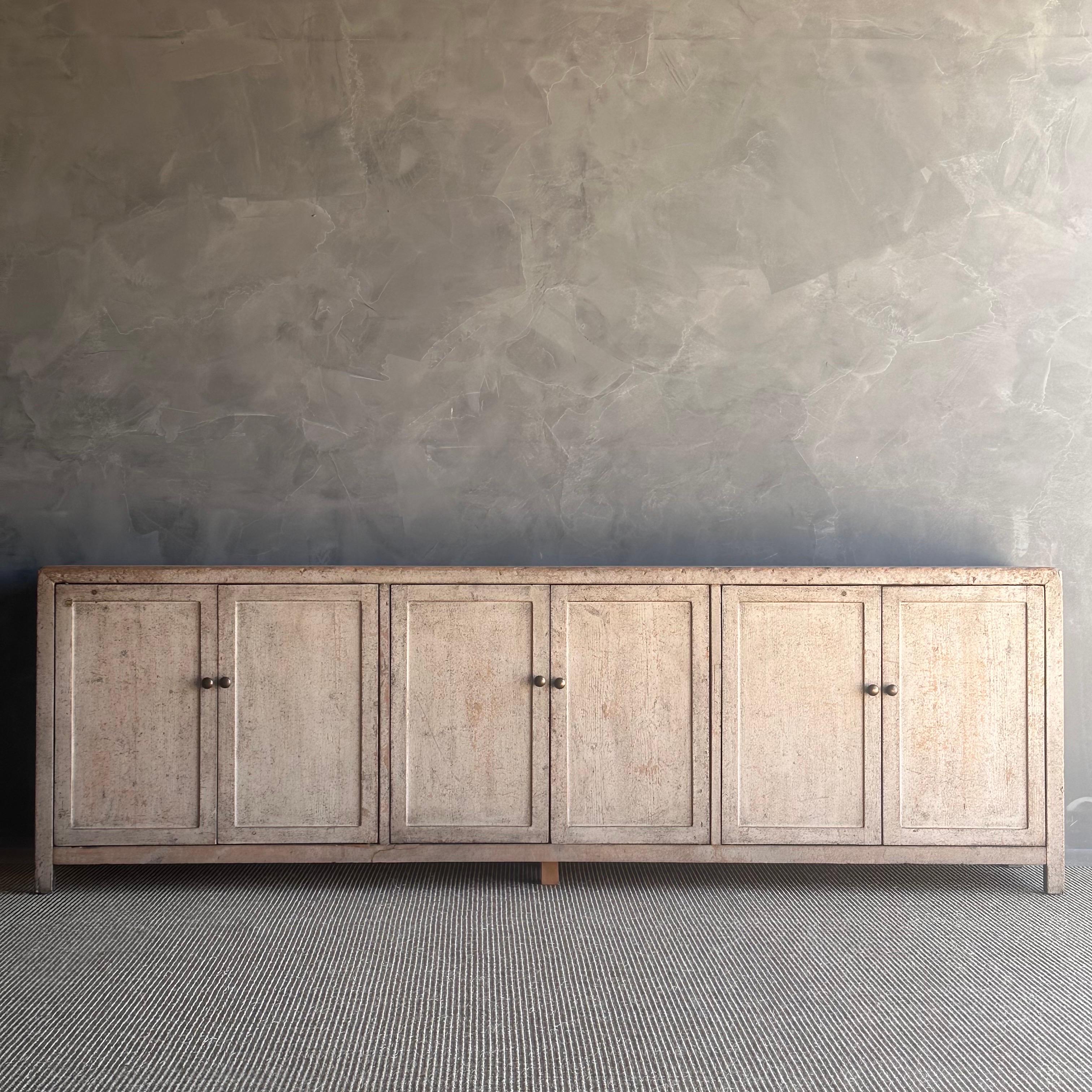 Vintage Reclaimed Cabinet in a Gray Natural Patina Painted Finish In Good Condition For Sale In Old Town Orange, CA