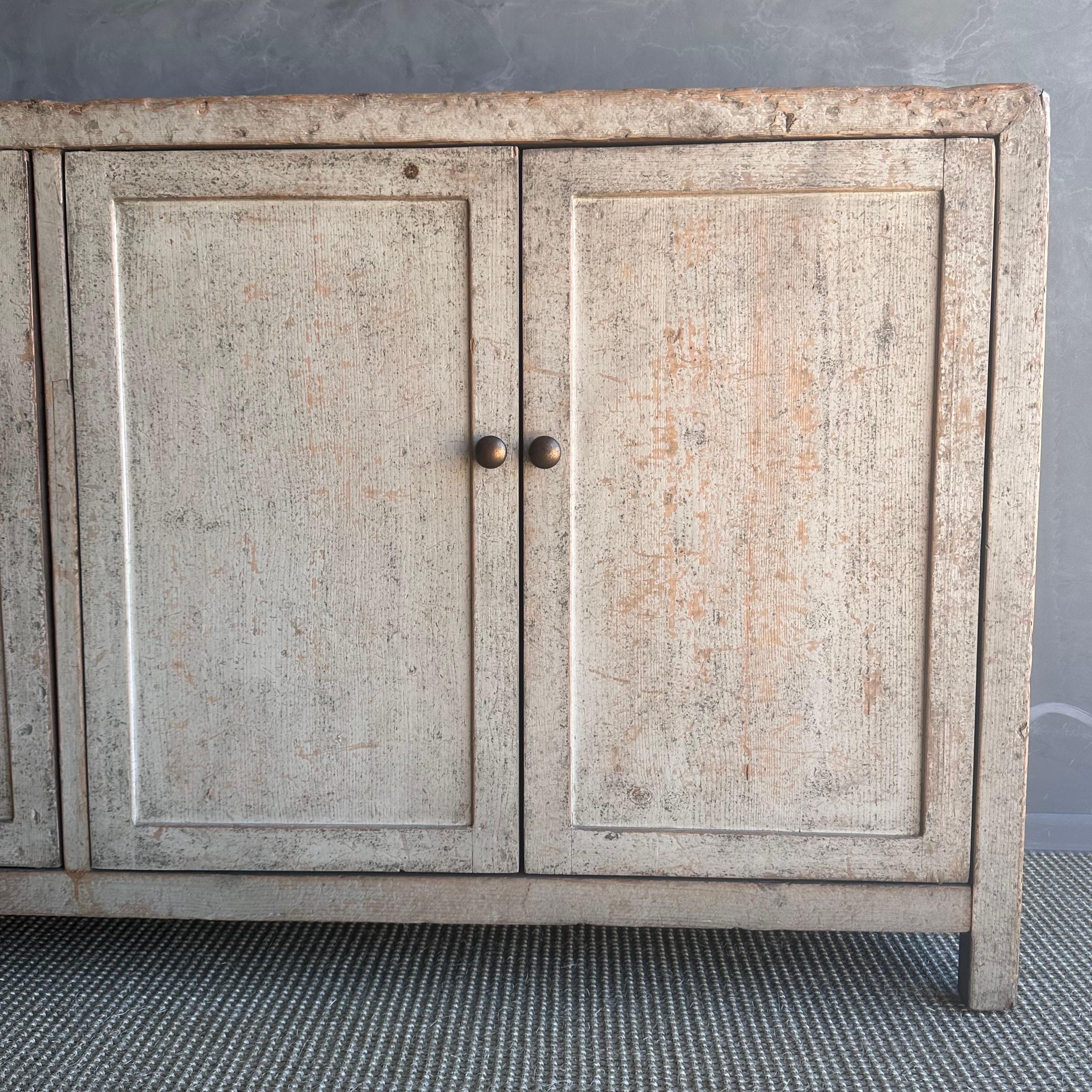 Contemporary Vintage Reclaimed Cabinet in a Gray Natural Patina Painted Finish For Sale