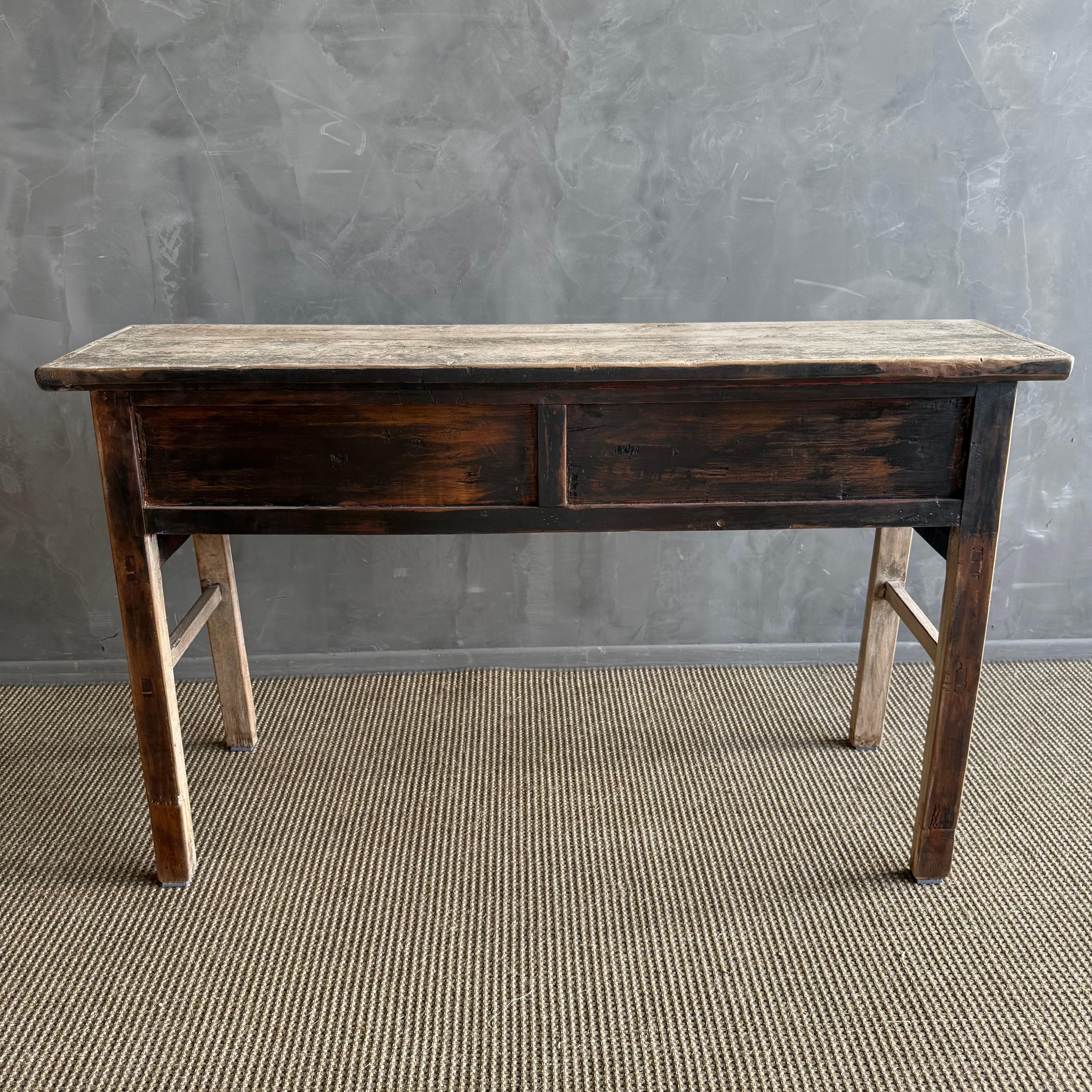Vintage Reclaimed Elm Wood Console 55