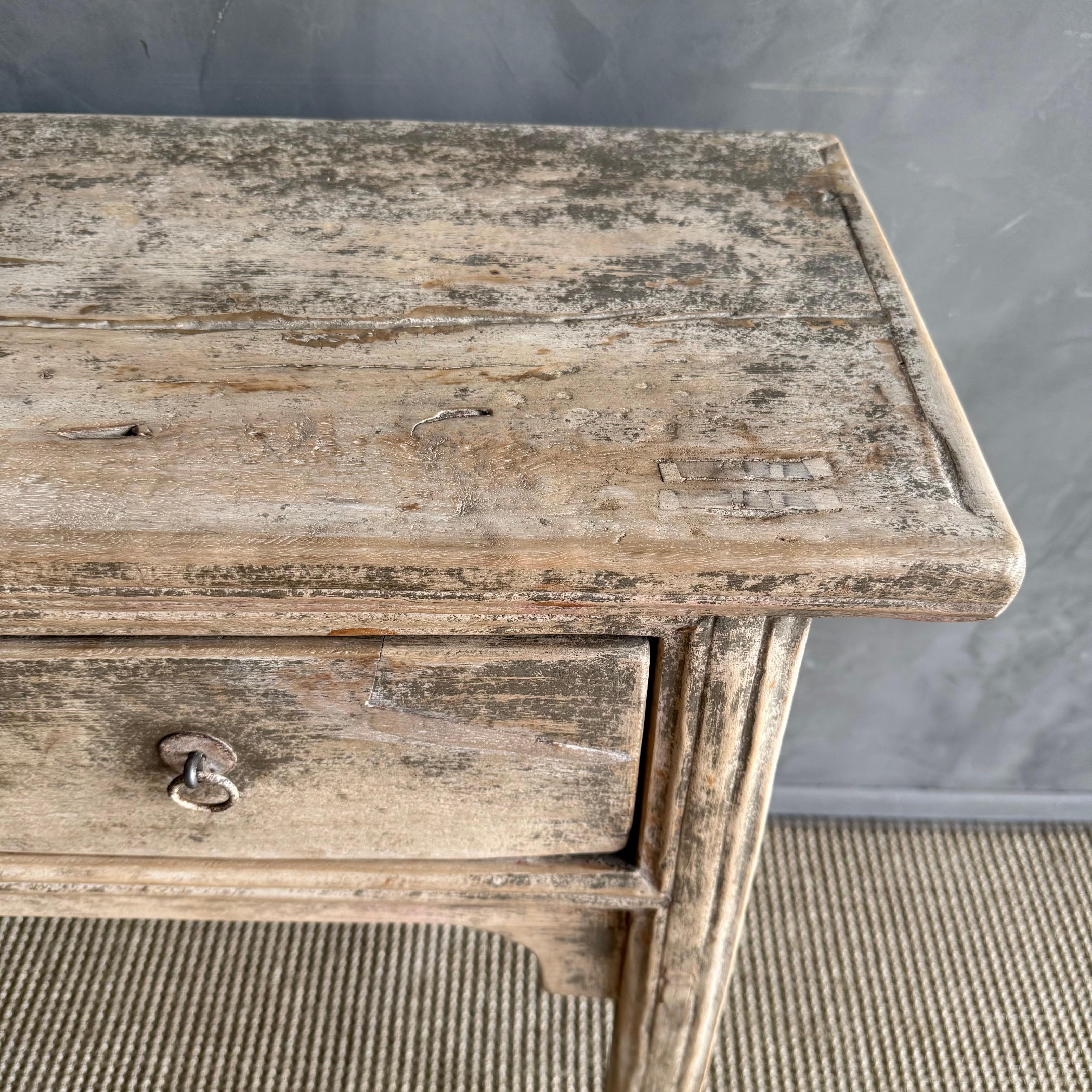 20th Century Vintage Reclaimed Elm Wood Console 55