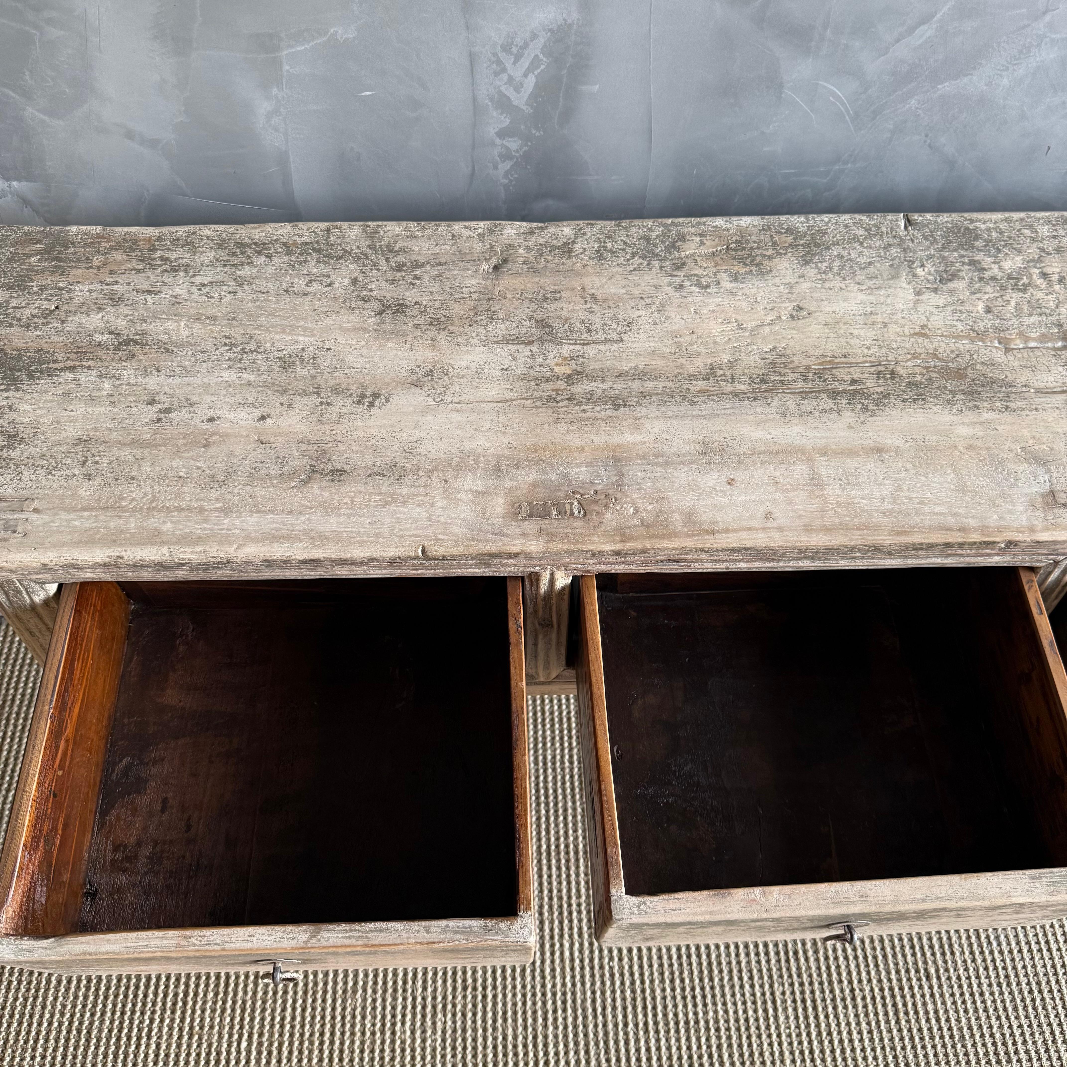 Vintage Reclaimed Elm Wood Console 55
