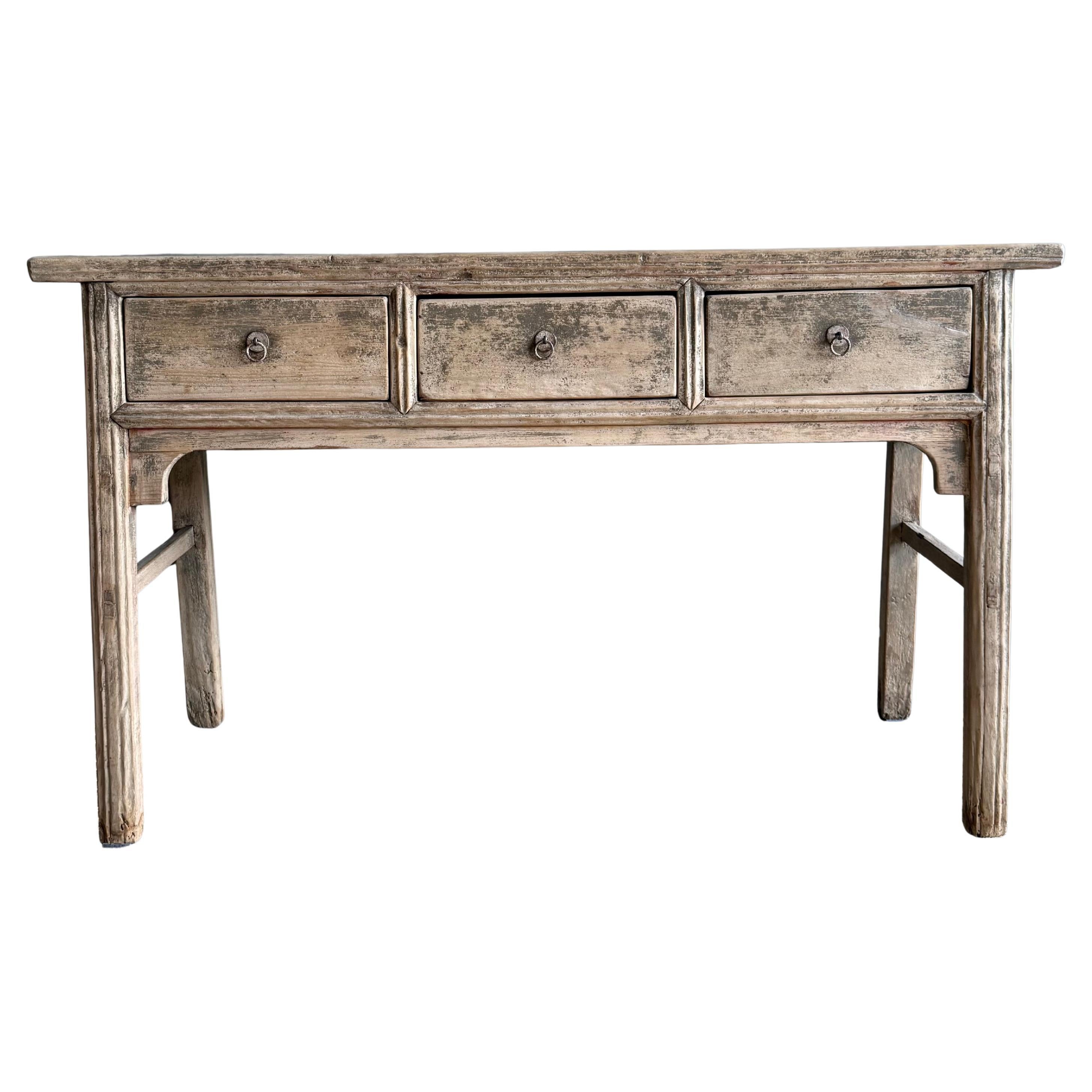 Vintage Reclaimed Elm Wood Console 55"