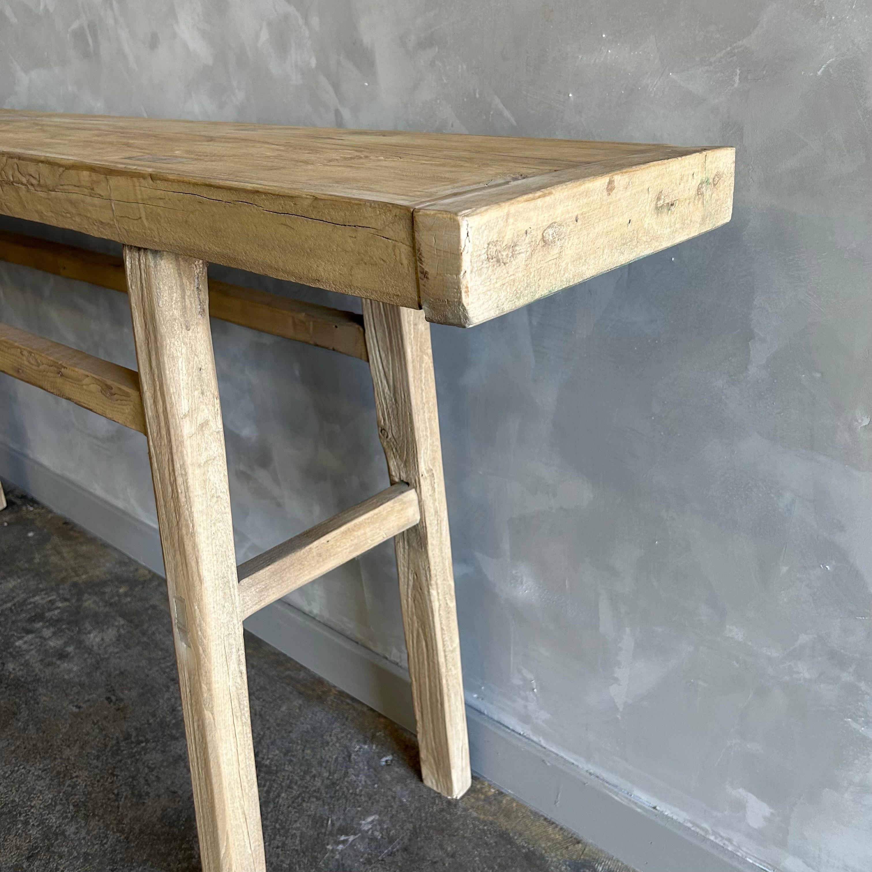 Vintage Reclaimed Elm Wood Console Table 1