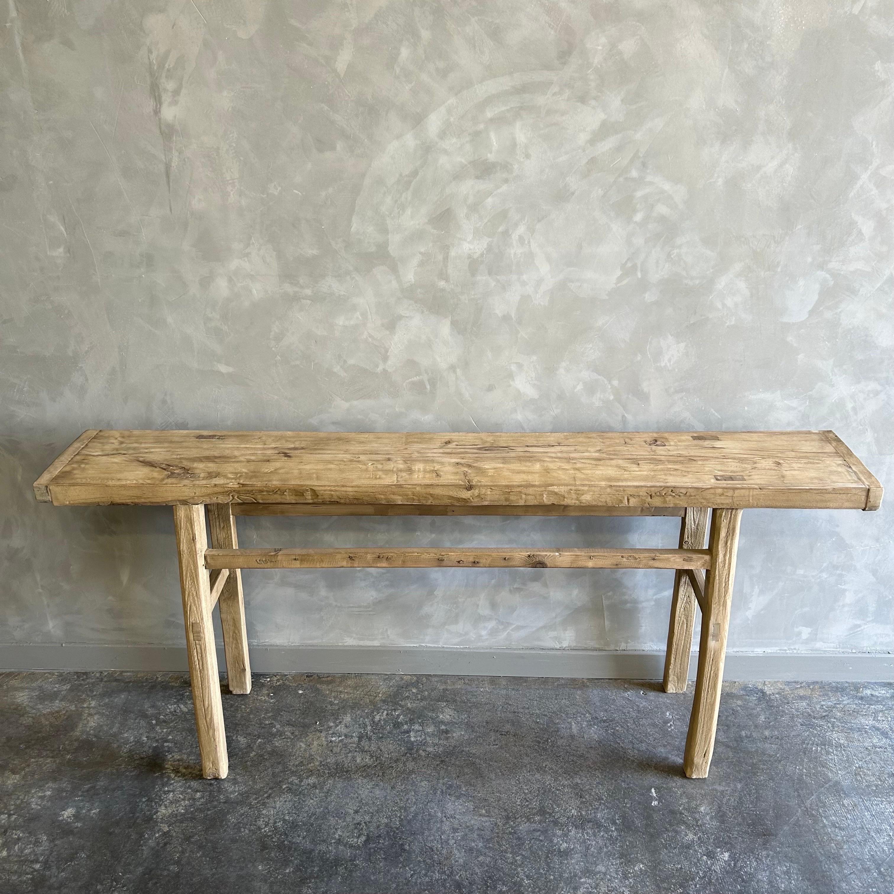 Vintage Reclaimed Elm Wood Console Table 3