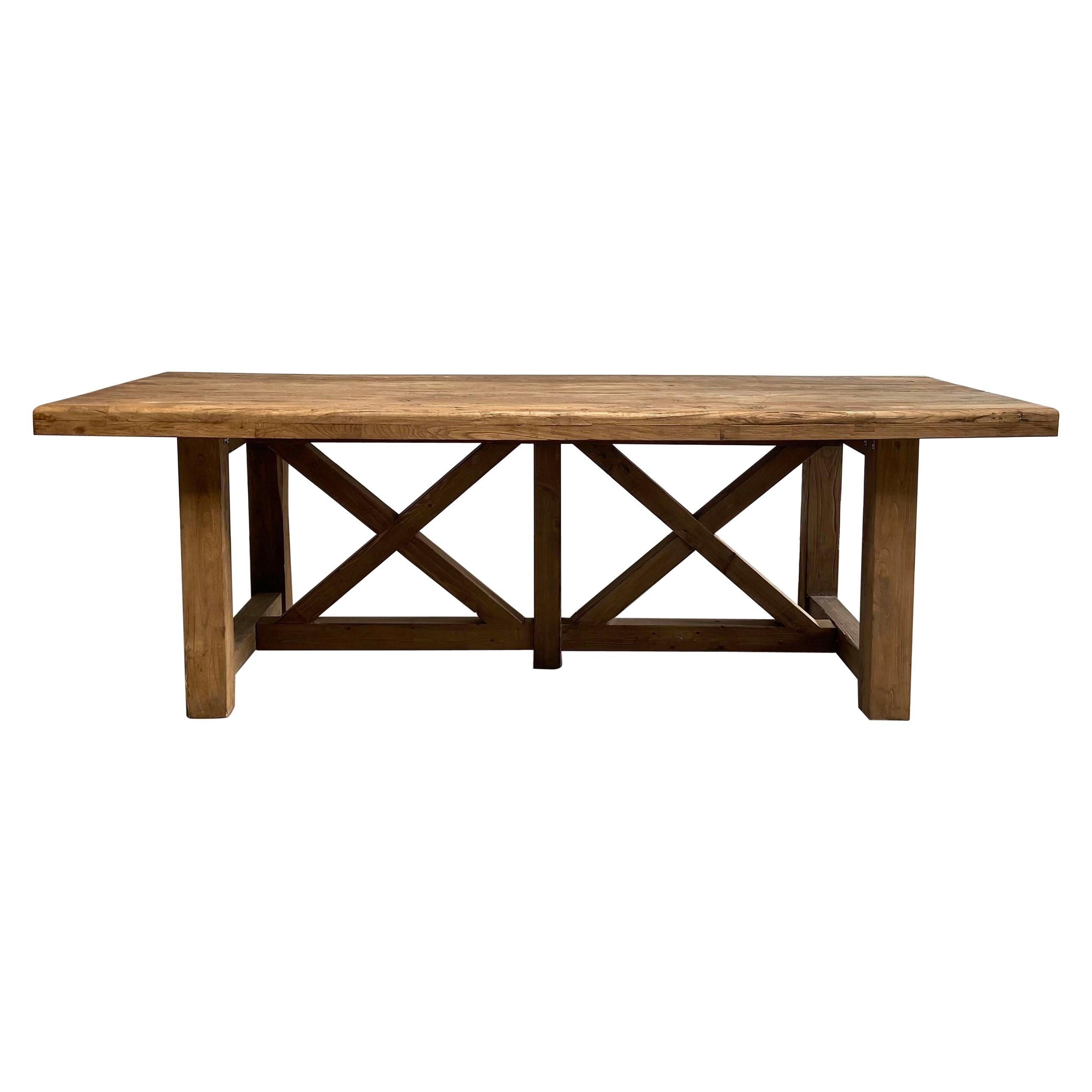Vintage Reclaimed Elm Wood Dining Table at 1stDibs