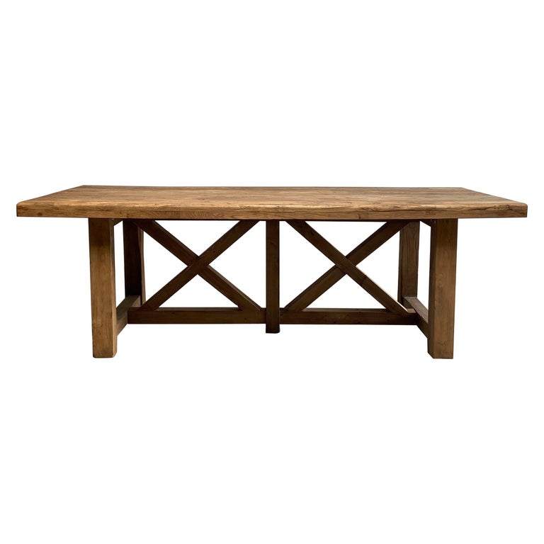 Vintage Reclaimed Elm Wood Dining Table For Sale At 1stdibs