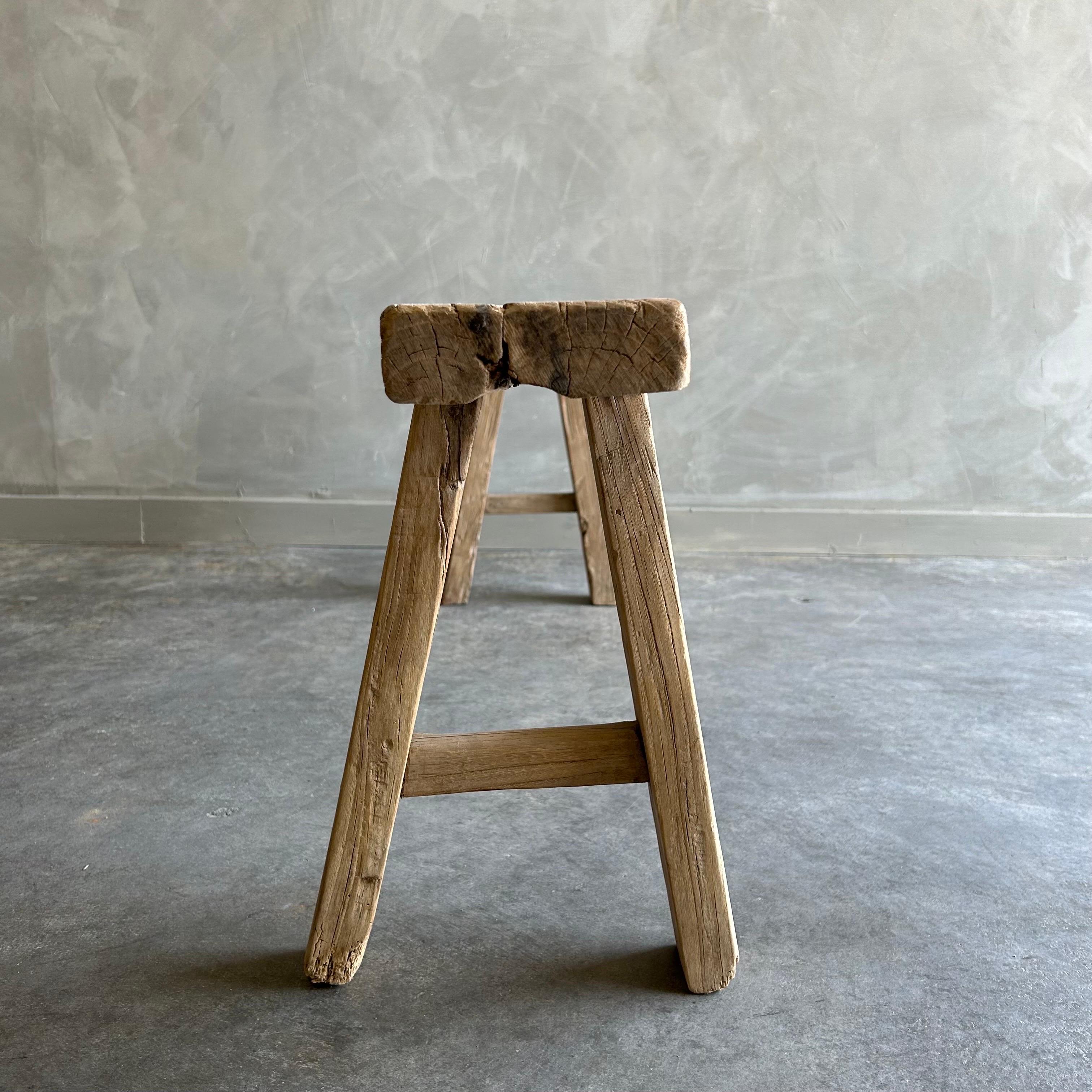 Vintage Reclaimed Elm Wood Skinny Bench 60