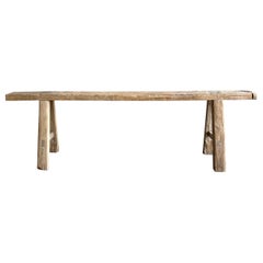 Vintage Reclaimed Elm Wood Skinny Bench 60"