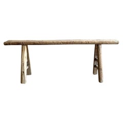 Vintage Reclaimed Elm Wood Skinny Bench
