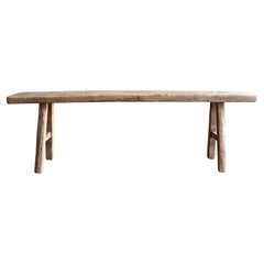 Vintage Reclaimed Elm Wood Skinny Bench