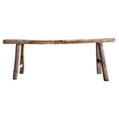 Vintage Reclaimed Elm Wood Skinny Bench
