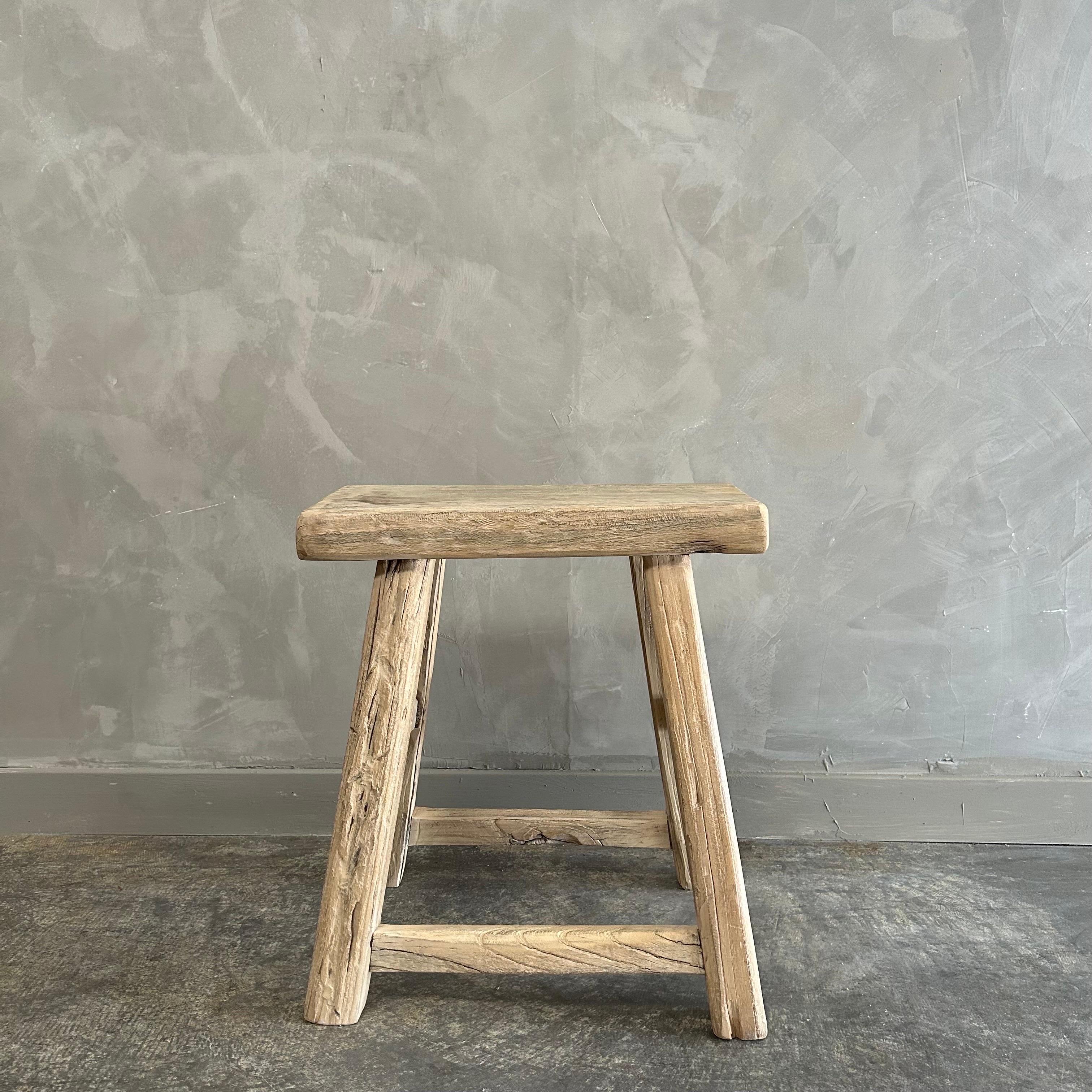 Welcome to bloomhomeinc we stock over 2000 items, please scroll down and click view sellers other items to see more!
Size:  18”w x 12”d x 20”h
SD:9”
Vintage Antique Elm Wood stool made from vintage reclaimed elm wood. Beautiful antique patina, with