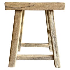 Tabouret vintage en bois d'orme récupéré