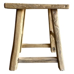 Tabouret vintage en bois d'orme récupéré