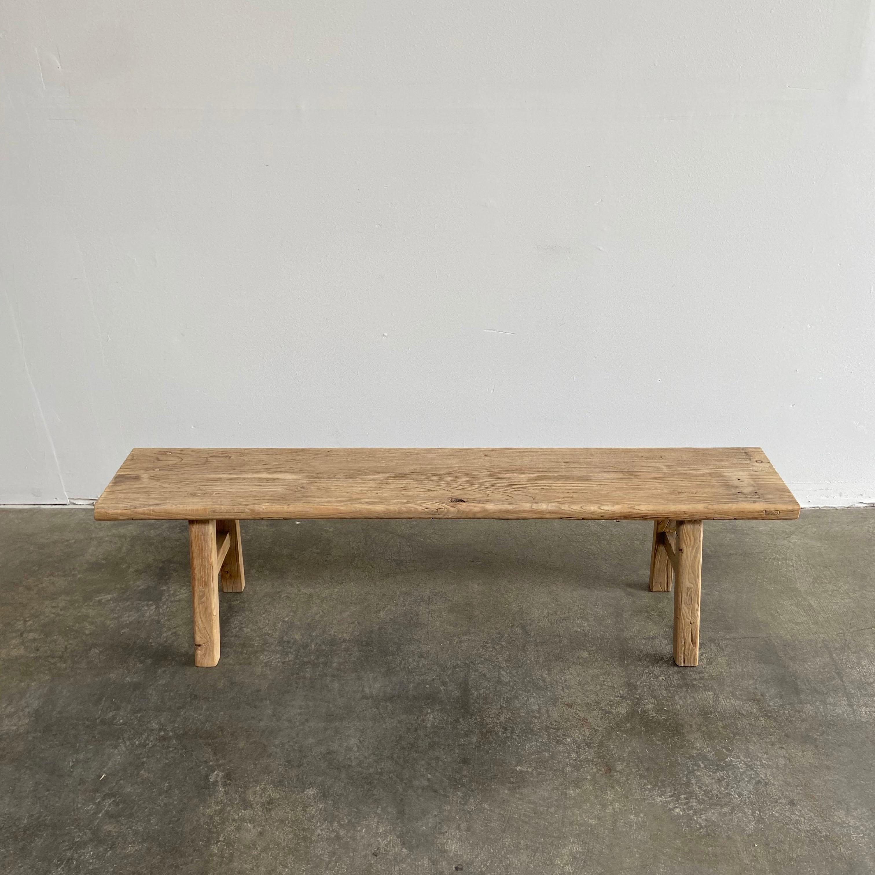 Vintage reclaimed elm wood wide seat bench
Elm wood benches made from vintage reclaimed antique elm wood pieces! Beautiful antique patina, with weathering and age, these are solid and sturdy ready for daily use, use as as a table behind a sofa,