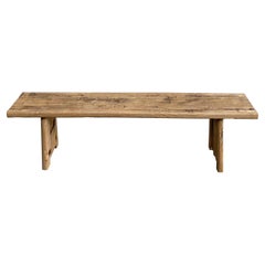 Vintage Reclaimed Elm Wood Wide Seat Bench