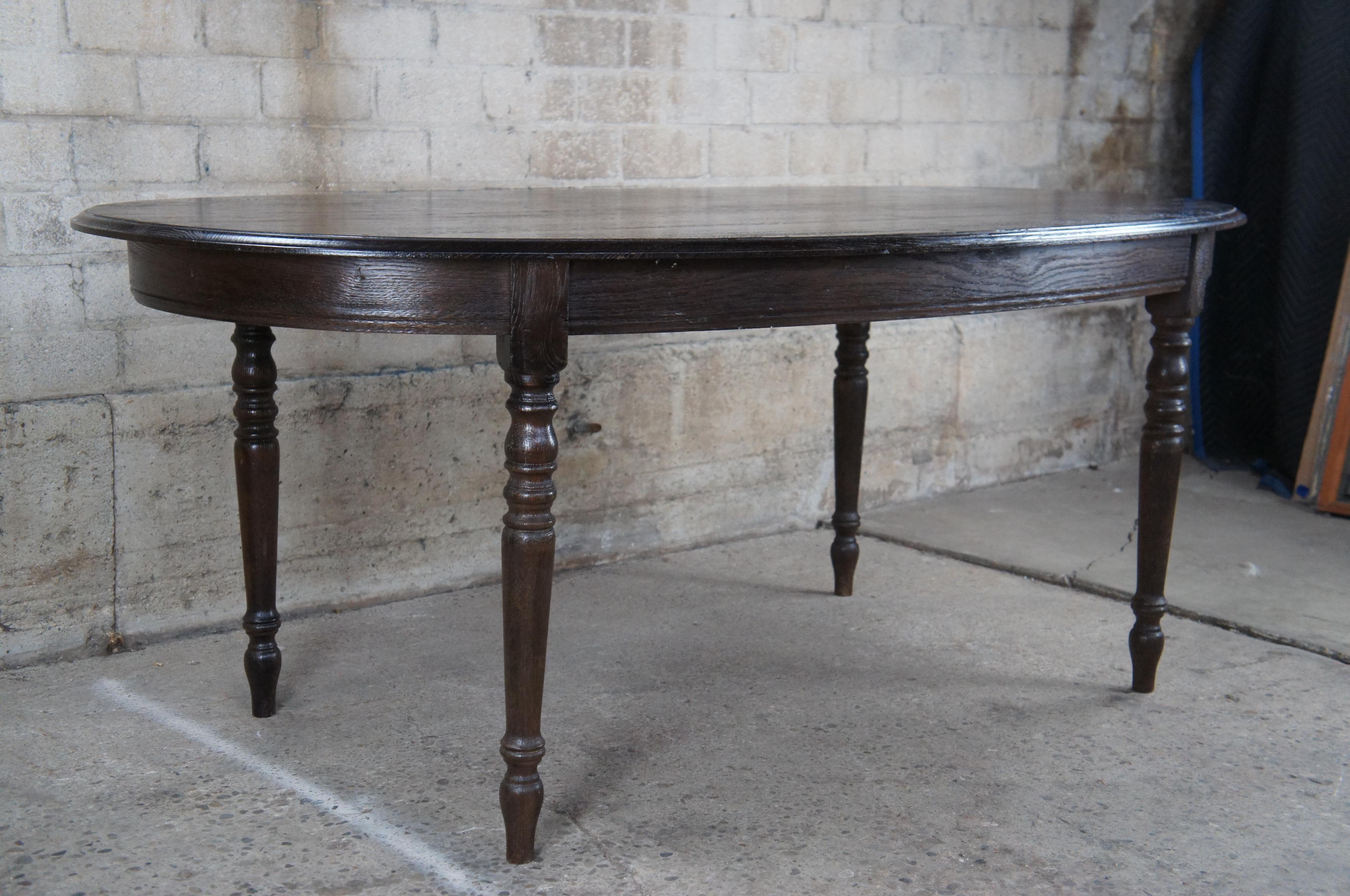 20th Century Vintage Reclaimed French Oak Country Farmhouse Oval Dining Library Table