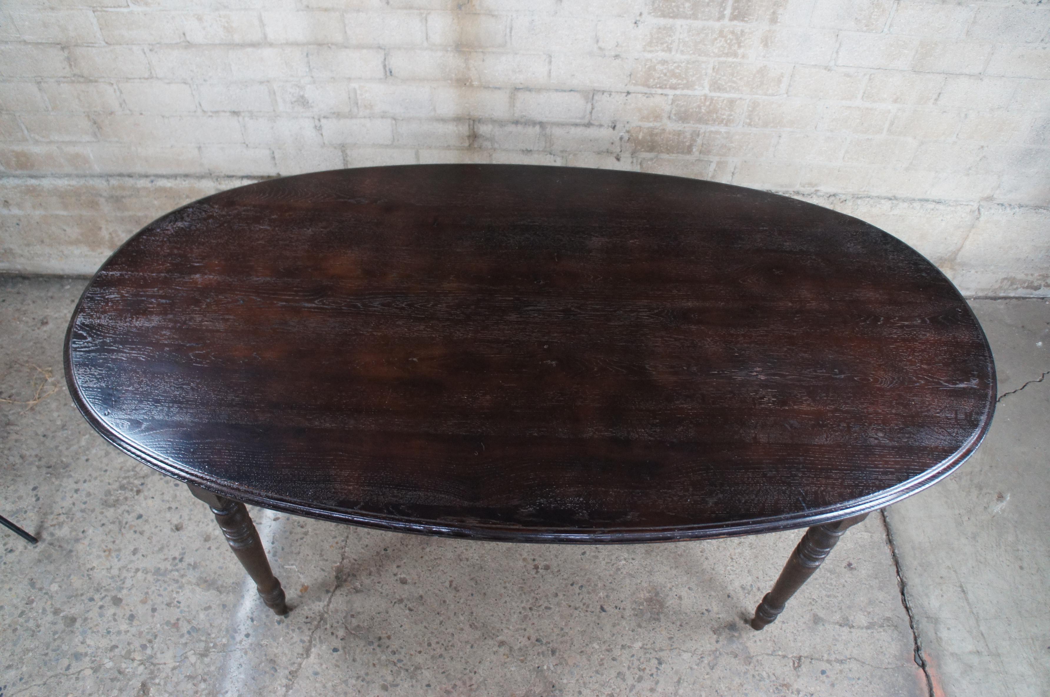 Vintage Reclaimed French Oak Country Farmhouse Oval Dining Library Table 4