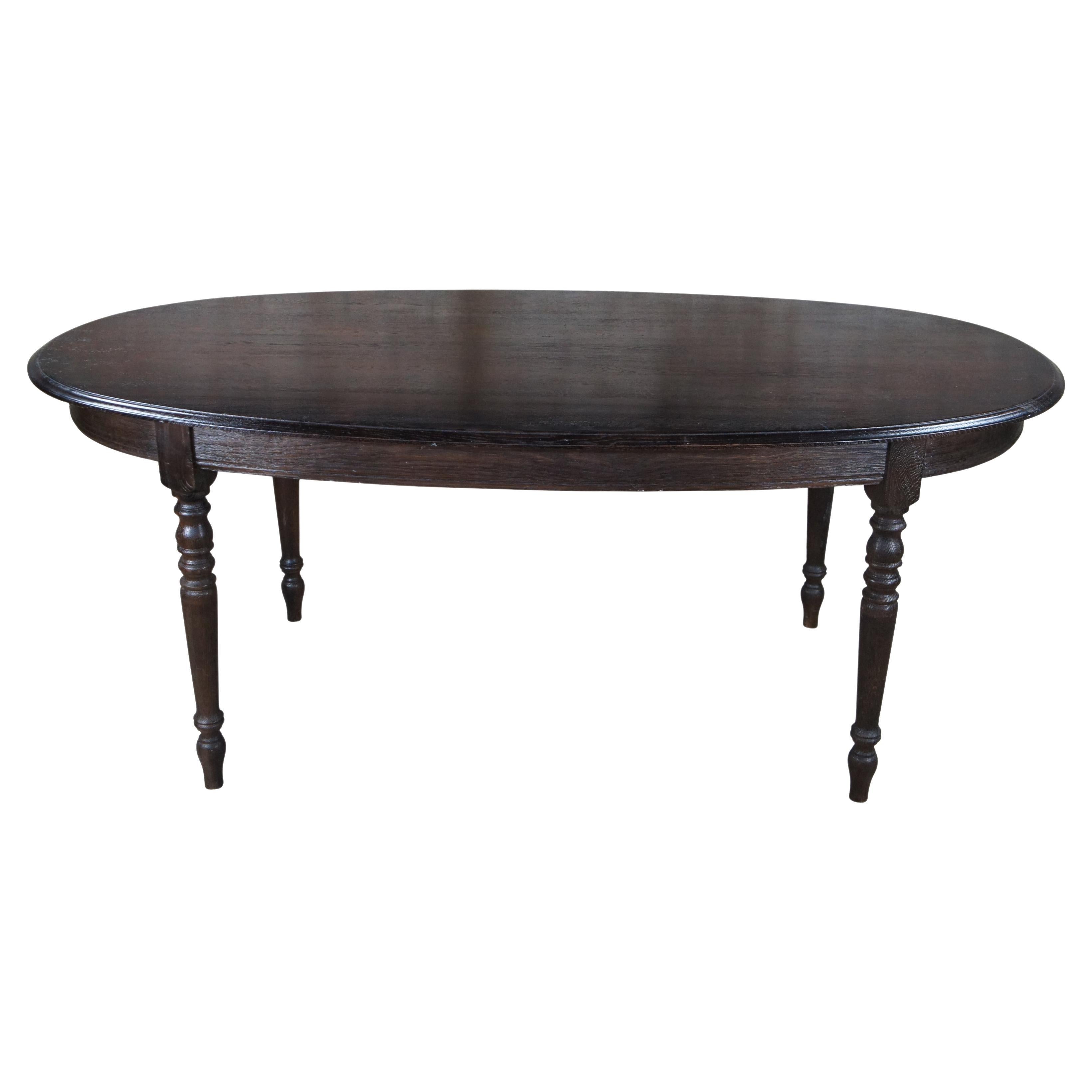 Vintage Reclaimed French Oak Country Farmhouse Oval Dining Library Table