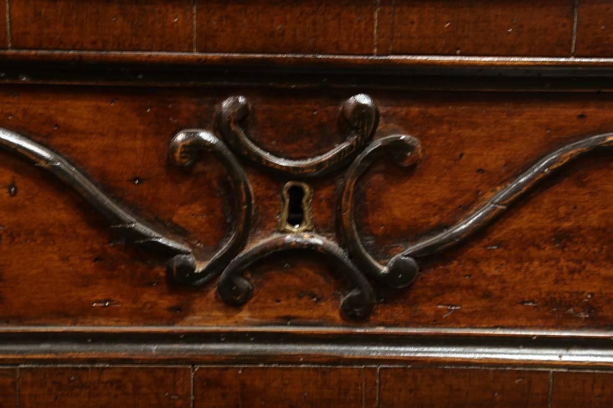 Vintage Reclaimed Italian Walnut Secretary with Carved Details, circa 1950 For Sale 10