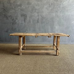Vintage Reclaimed Natural Elm Wood Coffee Table