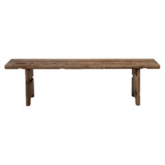 Vintage Reclaimed Natural Elmwood Bench with Wide Seat