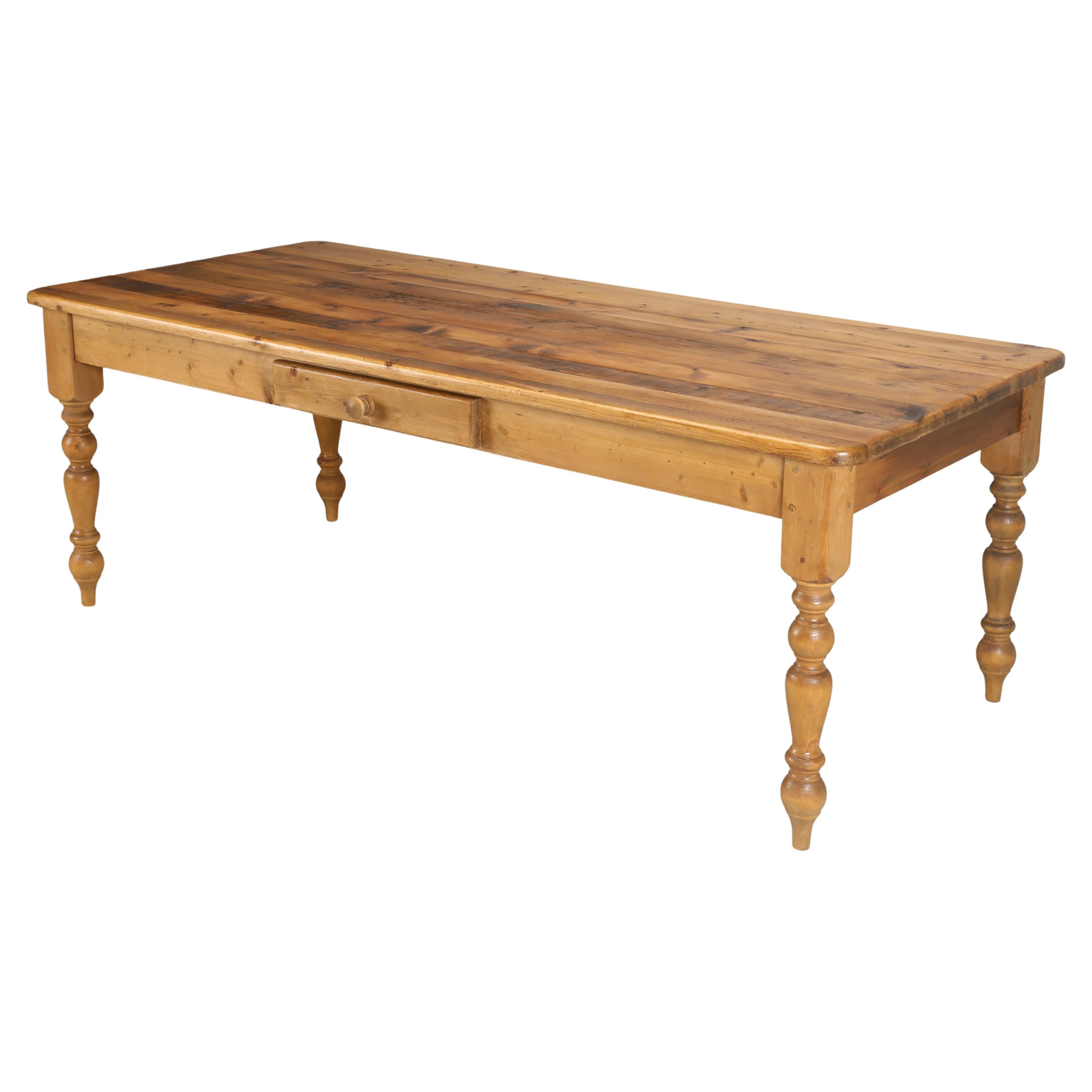 Vintage Reclaimed Pine Kitchen or Dining Table, Made in Green Hammerton, England