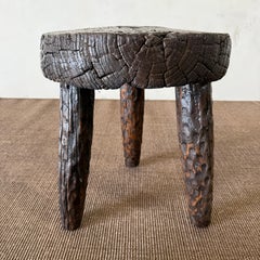 Vintage Reclaimed Pine Side Table - Walnut