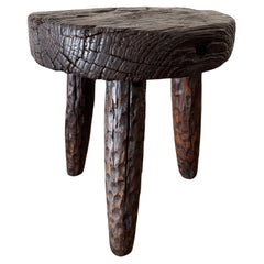 Vintage Reclaimed Pine Side Table - Walnut