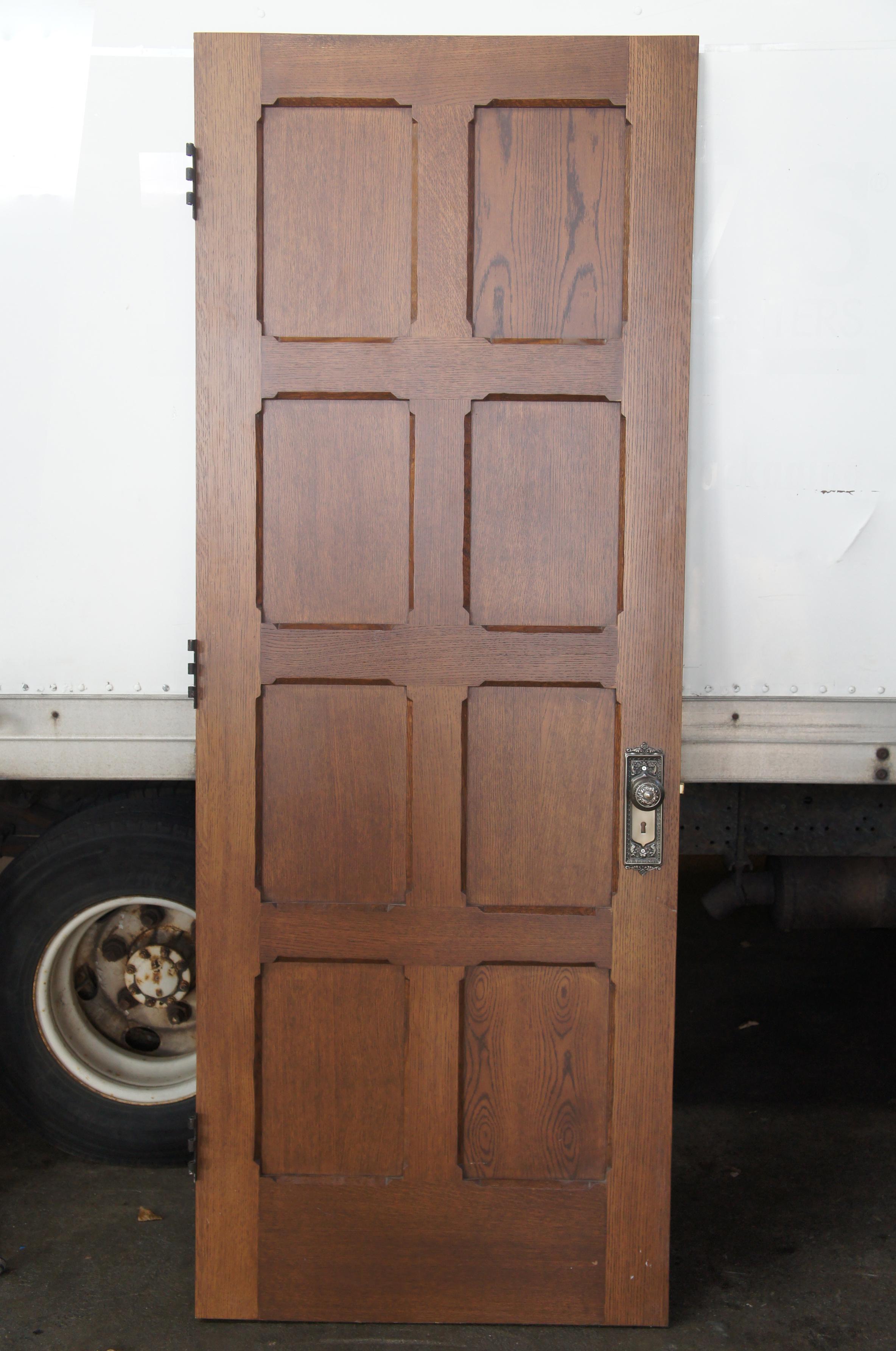 Brass Vintage Reclaimed Spanish Revival Solid Oak Eight Panel Door