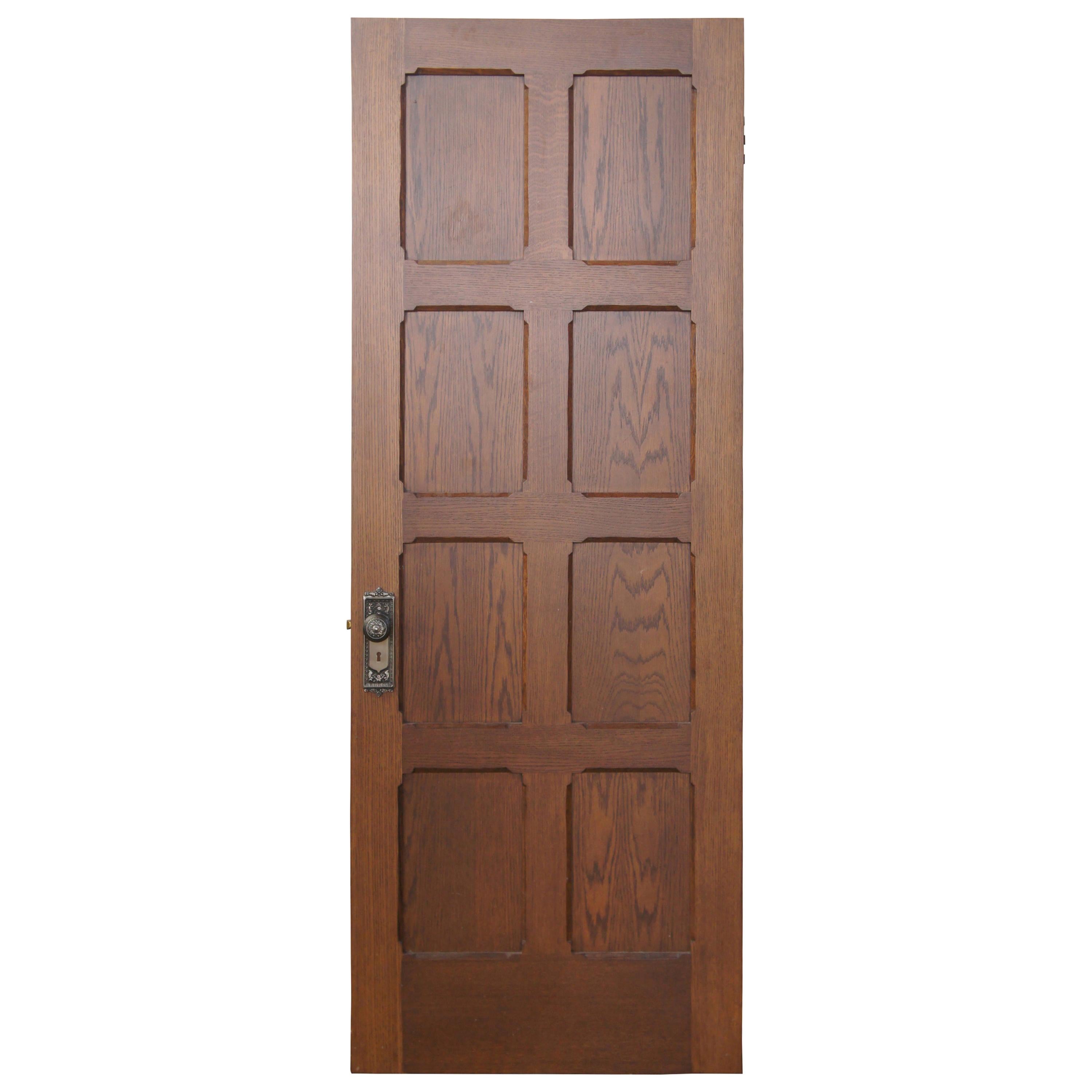 Vintage Reclaimed Spanish Revival Solid Oak Eight Panel Door